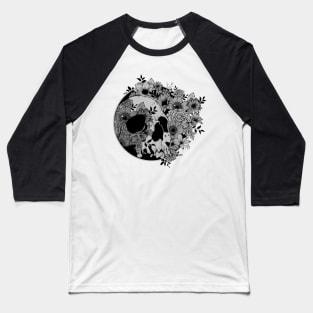 Dark Skulls and Flowers Baseball T-Shirt